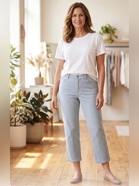Gloria Vanderbilt Light Blue & White Pinstripe Jeans